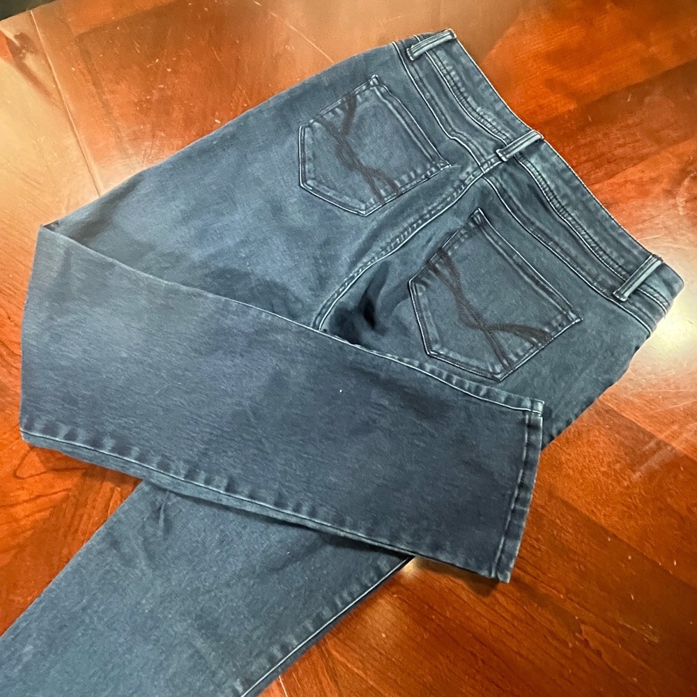Roz & Ali Womens 10 Tall Dark Wash Straight Leg Stretch Denim Jeans EUC